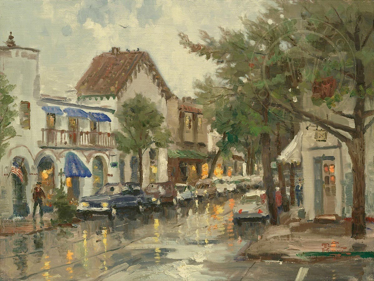 thomas kinkade rainy day in carmel