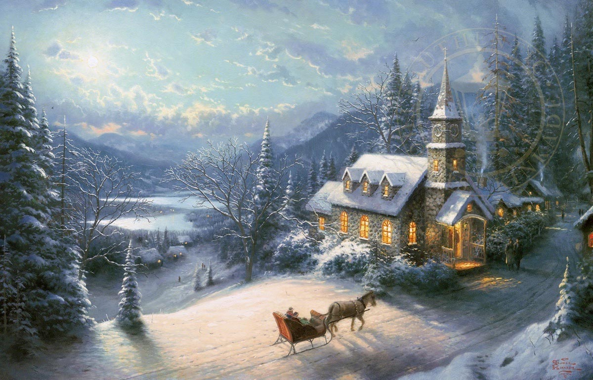 thomas kinkade sunday evening sleigh ride