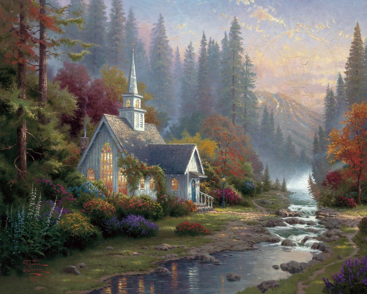 thomas kinkade the forest chapel