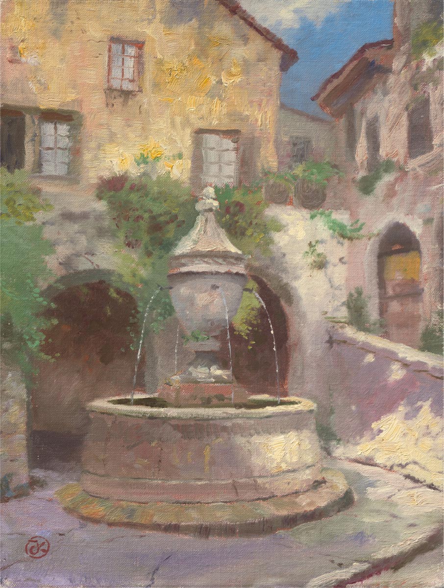thomas kinkade tuscan village fountain