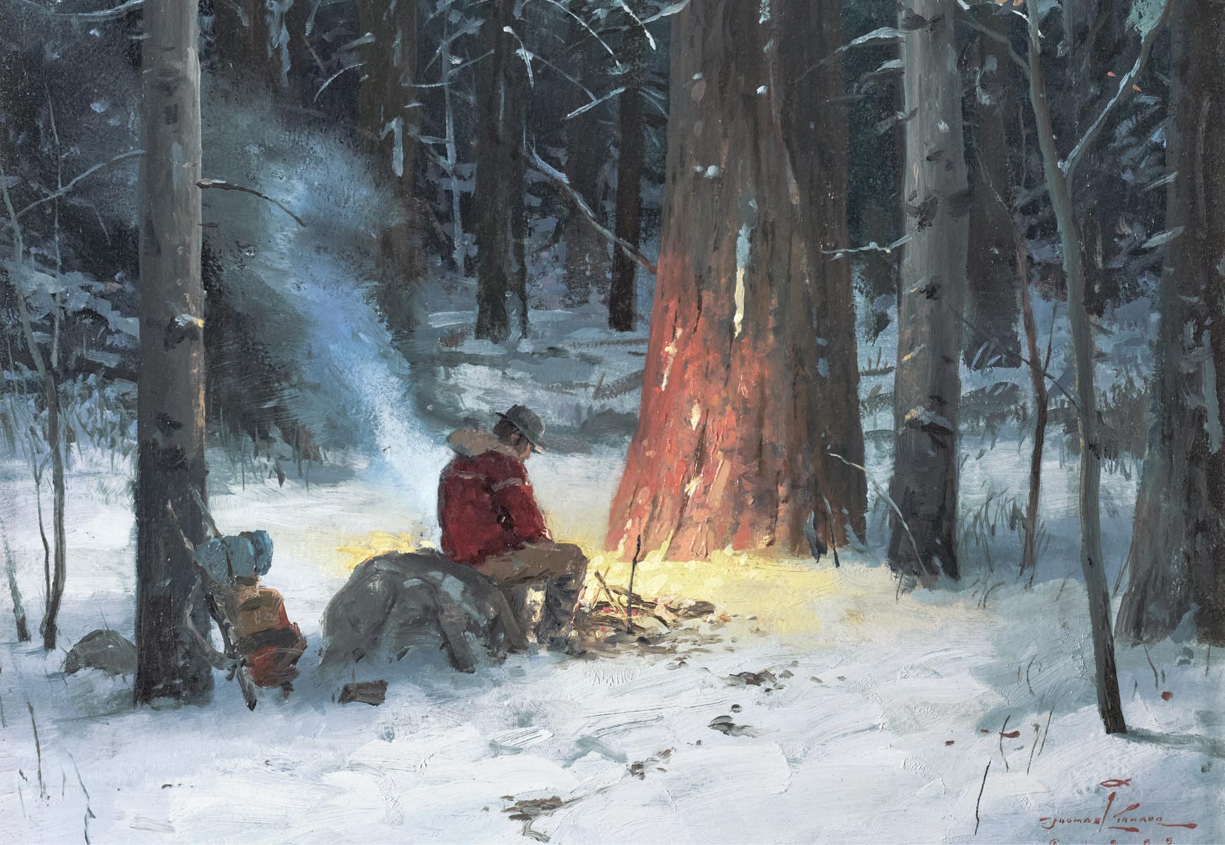 thomas kinkade warming up